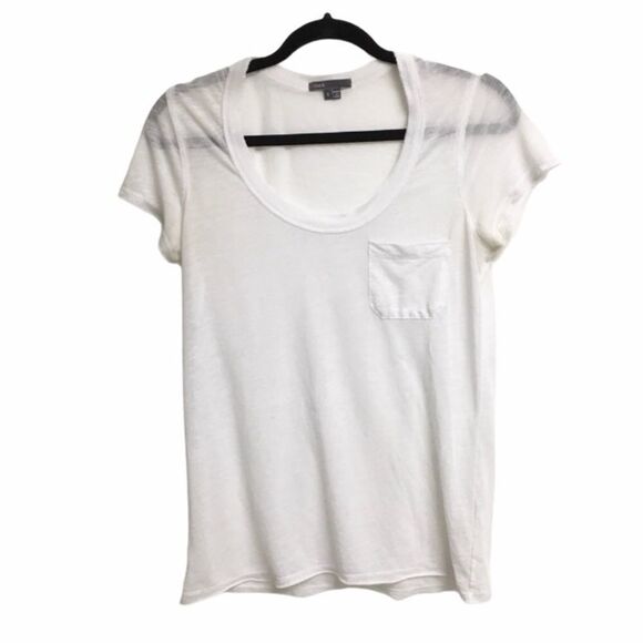 VINCE Slub Sheer Crew Neck Short Sleeve T-Shirt White S - Picture 1 of 4